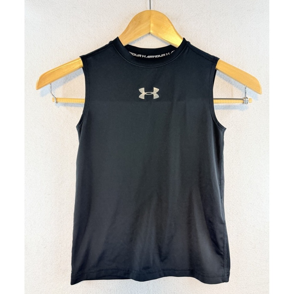Under Armour Youth HeatGear Fitted Sleeveless T-Shirt Black, Size YSM Small